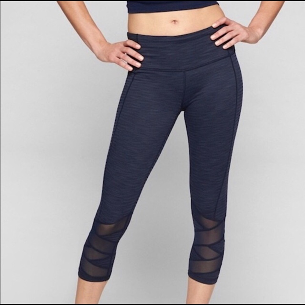 Athleta Jacquard Mantra Capri Legging- Navy Blue